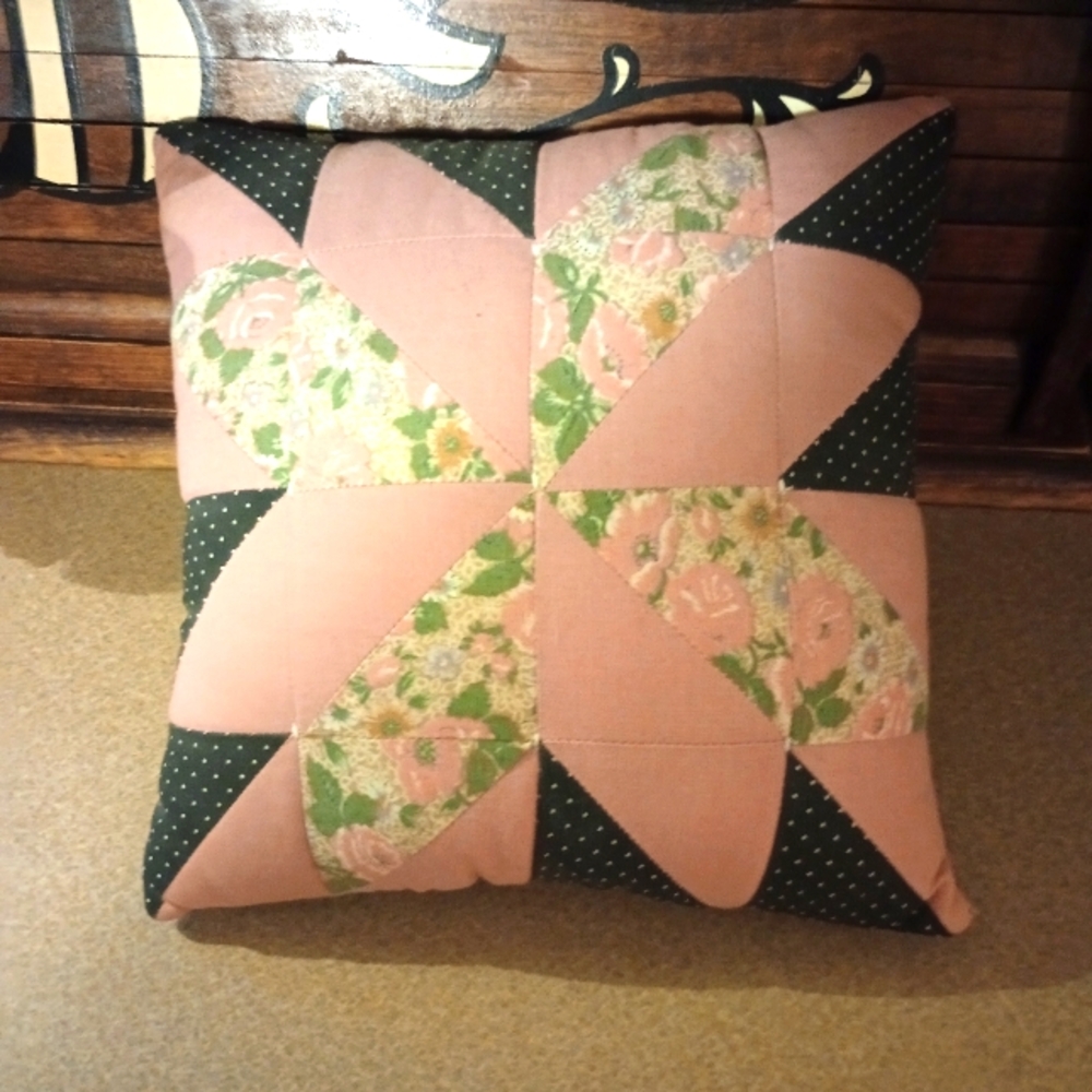 Handmade Floral Patchwork Throw Pillow